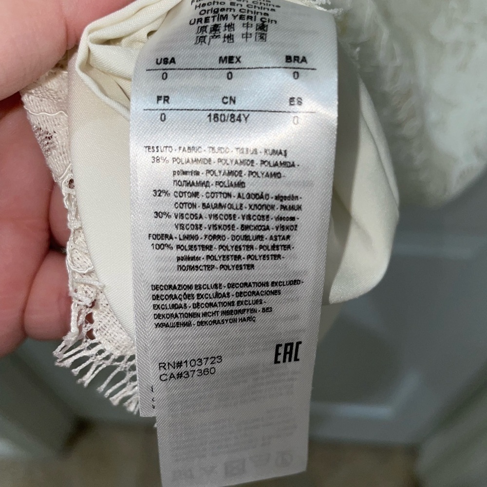 💰3 For $25 💰Armani Exchange Off White Lace Mini Dress SZ 0 - Picture 8 of 9